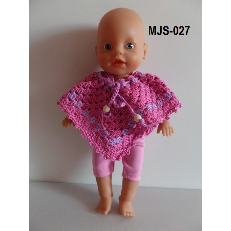 Gehaakte poncho donker rose